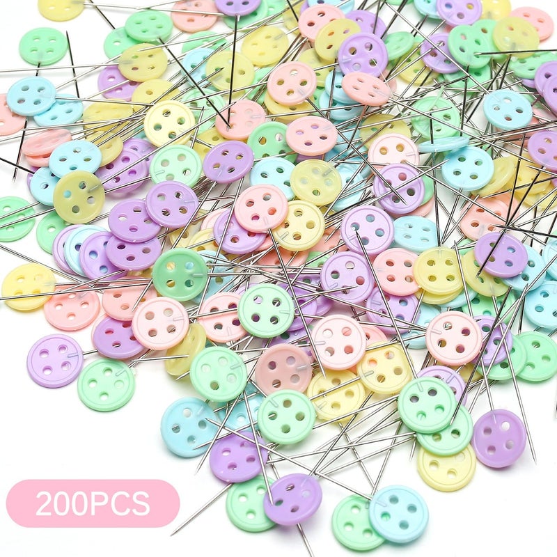 Elisel 200 pcs Multicolor Straight Pins Straight Quilting Pins Craft Positioning Pins Fixed Sewing Marker Needle for Crafting Dressmaker and Other Crafts Making (Buttons) - Image 3